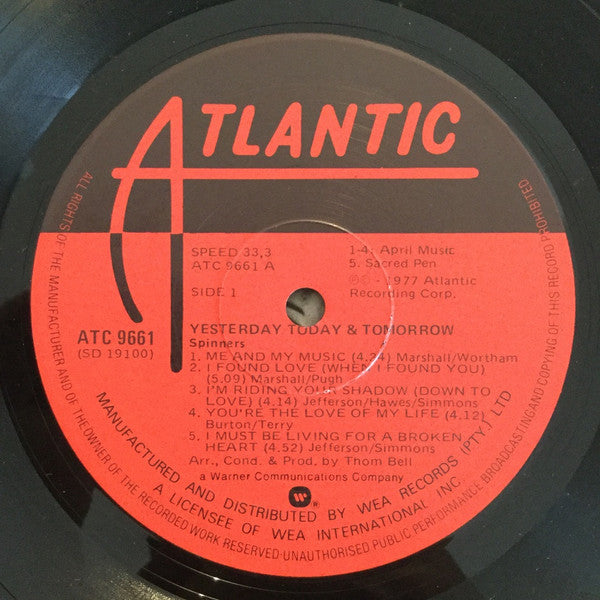 Spinners : Yesterday, Today & Tomorrow (LP, Album)