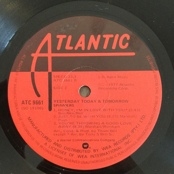 Spinners : Yesterday, Today & Tomorrow (LP, Album)