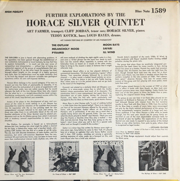 The Horace Silver Quintet : Further Explorations (LP, Album, Mono, RP, Mic)