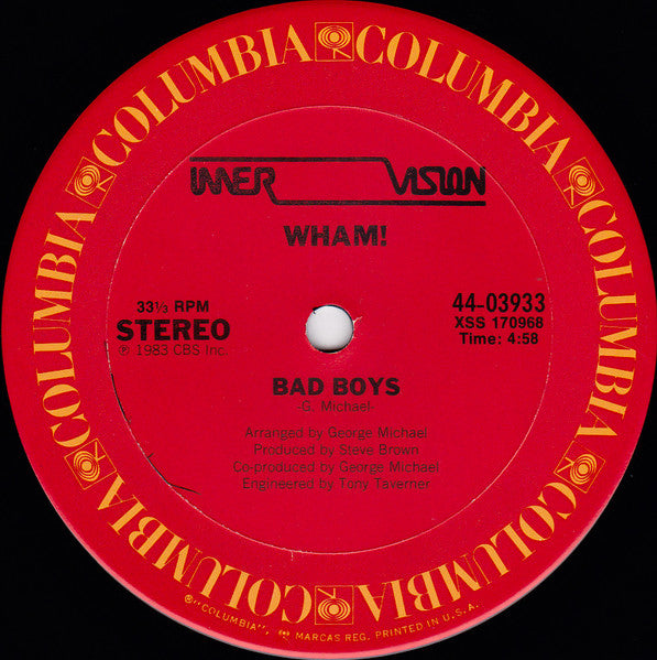 Wham! : Bad Boys (12", Single, RE, Car)