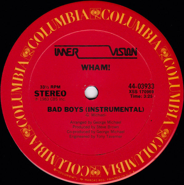 Wham! : Bad Boys (12", Single, RE, Car)