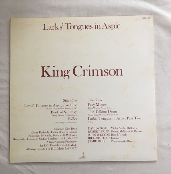 King Crimson : Larks' Tongues In Aspic (LP, Album, 2nd)