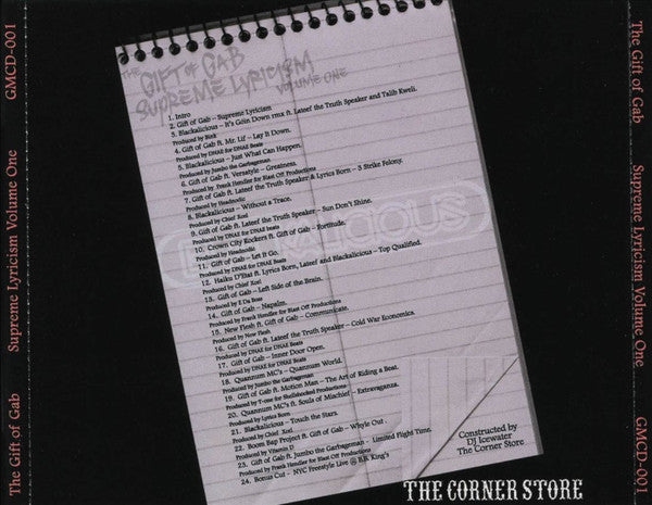 The Gift Of Gab : Supreme Lyricism Volume One (CD, Ltd, Mixtape, P/Mixed)