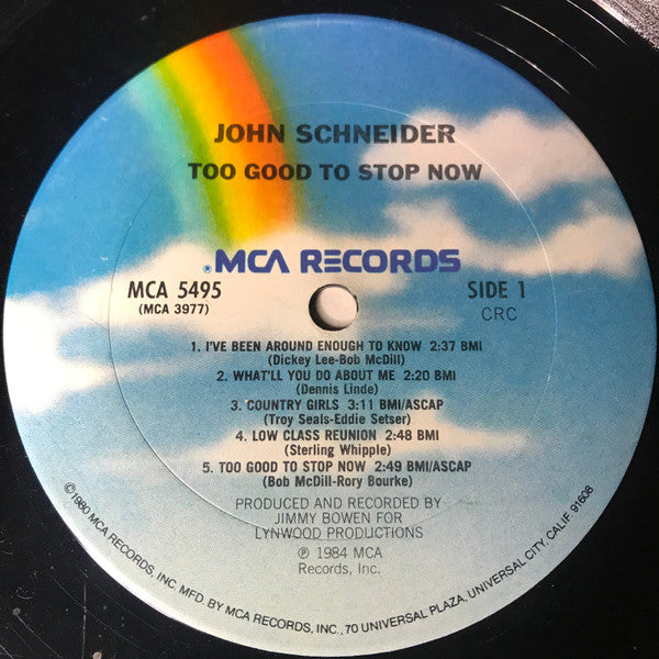 John Schneider : Too Good To Stop Now (LP, Album, Club, CRC)