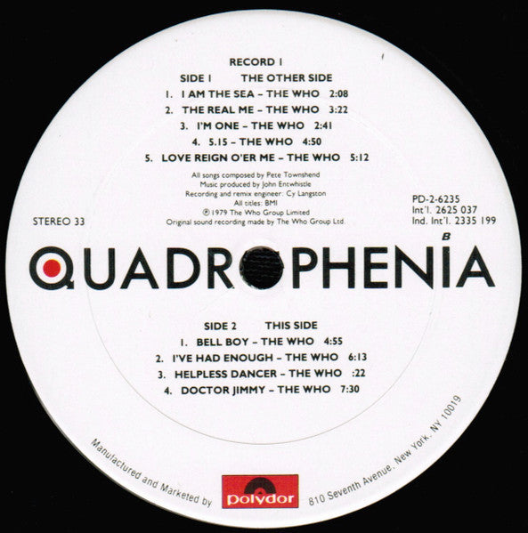 Various : Quadrophenia (Original Motion Picture Soundtrack From The Who Film) (2xLP, Album, Comp, San)
