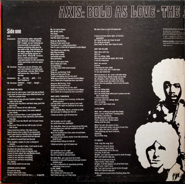 The Jimi Hendrix Experience : Axis: Bold As Love (LP, Album, RP, Pit)