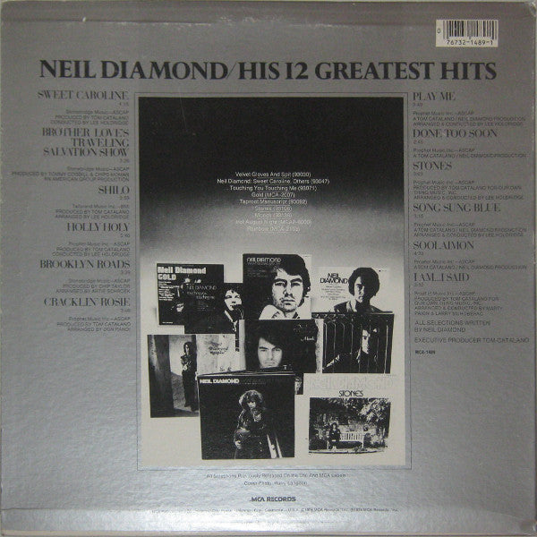 Neil Diamond : His 12 Greatest Hits (LP, Comp, RE, Glo)