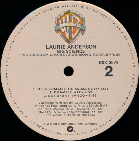 Laurie Anderson : Big Science (LP, Album, Win)