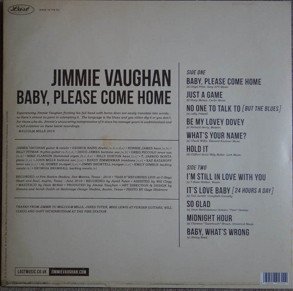 Jimmie Vaughan : Baby, Please Come Home (LP, Album, Ltd, Azt)