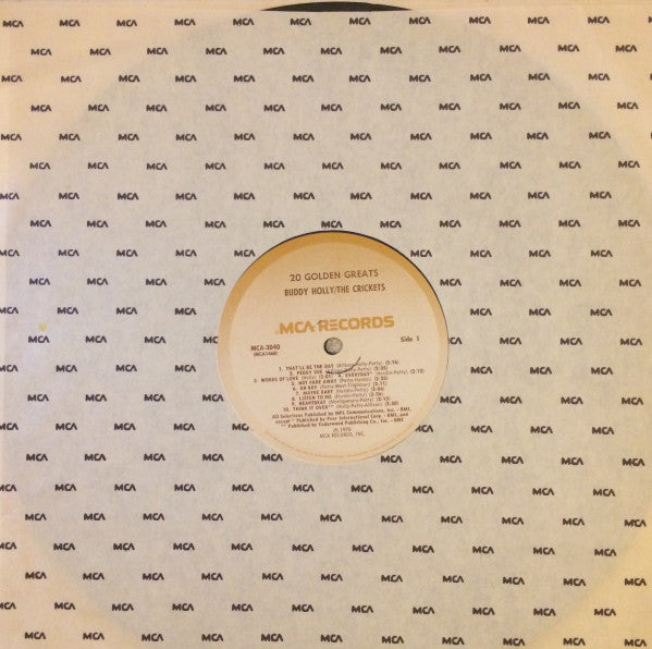 Buddy Holly / The Crickets (2) : 20 Golden Greats (LP, Comp, Mono, Pin)