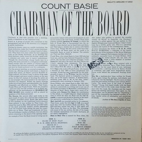 Count Basie : Chairman Of The Board (LP, Album, Mono, RE)