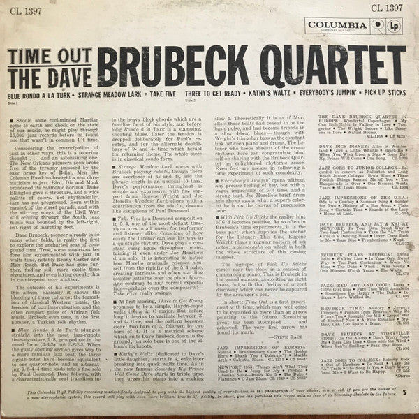 The Dave Brubeck Quartet : Time Out (LP, Album, Mono, RE, Hol)