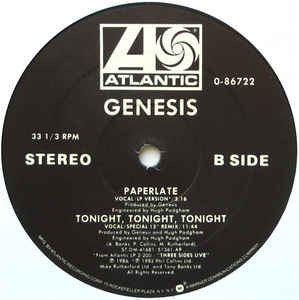 Genesis : Tonight, Tonight, Tonight (Remix Long Version) (12", Single, AR)