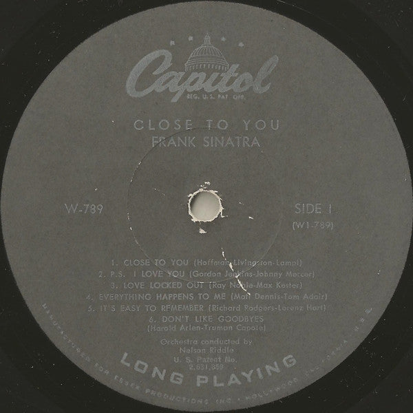 Frank Sinatra : Close To You (LP, Album, Mono, Scr)