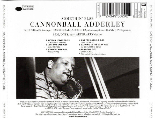 Cannonball Adderley : Somethin' Else (CD, Album, RE, RM)