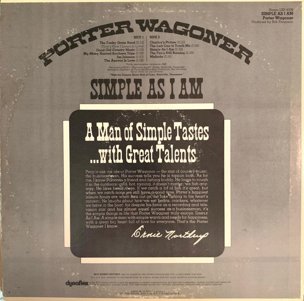 Porter Wagoner : Simple As I Am (LP, Album, Hol)