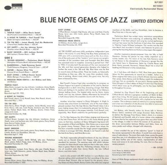 Various : Blue Note Gems Of Jazz (LP, Comp, Ltd, RE)
