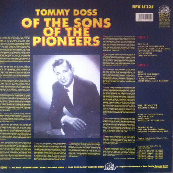 Tommy Doss : Tommy Doss Of The Sons Of The Pioneers (LP, Album)