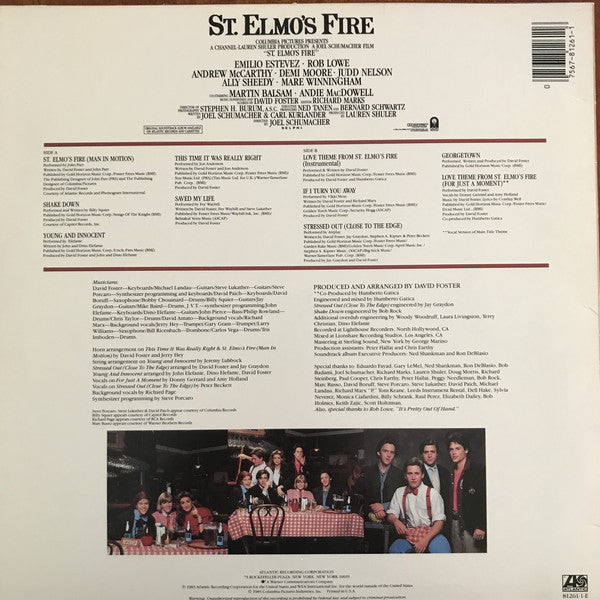 Various : St. Elmo's Fire (Original Motion Picture Soundtrack) (LP, Album, All)