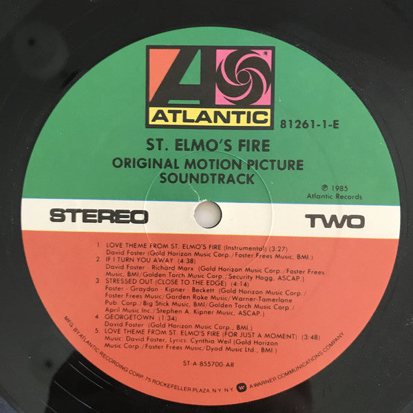 Various : St. Elmo's Fire (Original Motion Picture Soundtrack) (LP, Album, All)