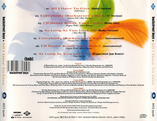 Backstreet Boys : All I Have To Give (CD, EP, Enh)