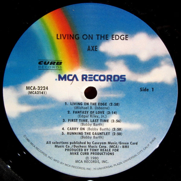 Axe : Living On The Edge (LP, Album, Pin)
