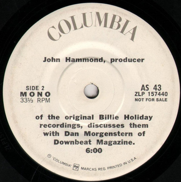 John Hammond : John Hammond, Producer Of The Original Billie Holiday Recordings, Discusses Them With Dan Morgenstern Of Downbeat Magazine (7", Mono, Promo)