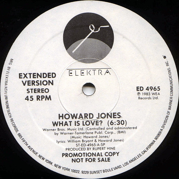 Howard Jones : What Is Love? (12", Promo)