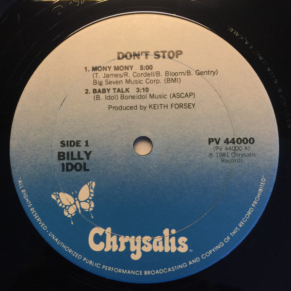 Billy Idol : Don't Stop (12", EP, Pos)