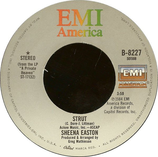 Sheena Easton : Strut (7", Single)