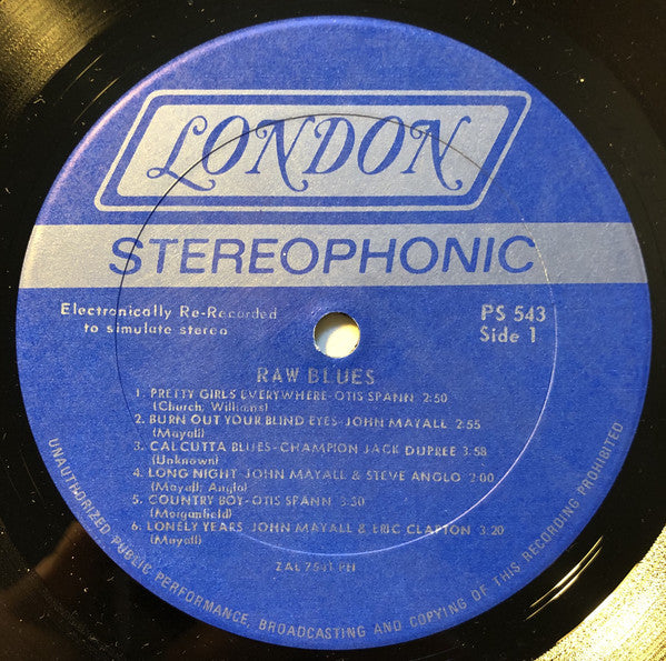 Various : Raw Blues (LP, Album, RP, PH-)