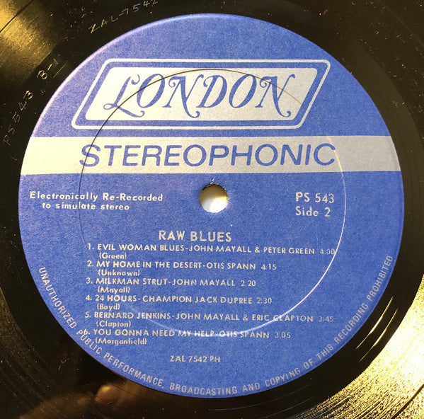 Various : Raw Blues (LP, Album, RP, PH-)