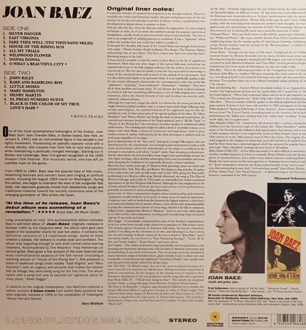 Joan Baez : Joan Baez (Debut Album)  (LP, Album, Ltd, RE, Yel)