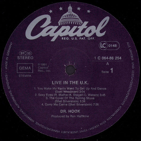Dr. Hook : Live In The U.K. (LP, Album)