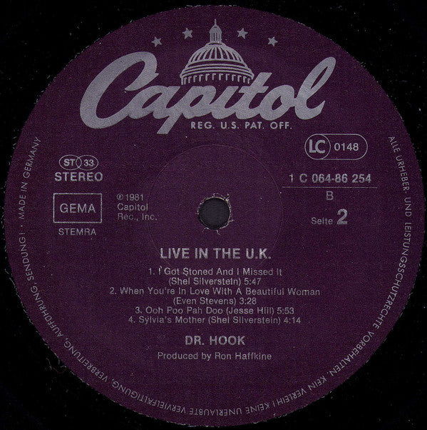 Dr. Hook : Live In The U.K. (LP, Album)