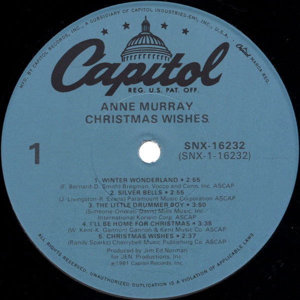 Anne Murray : Christmas Wishes (LP, Album, Jac)