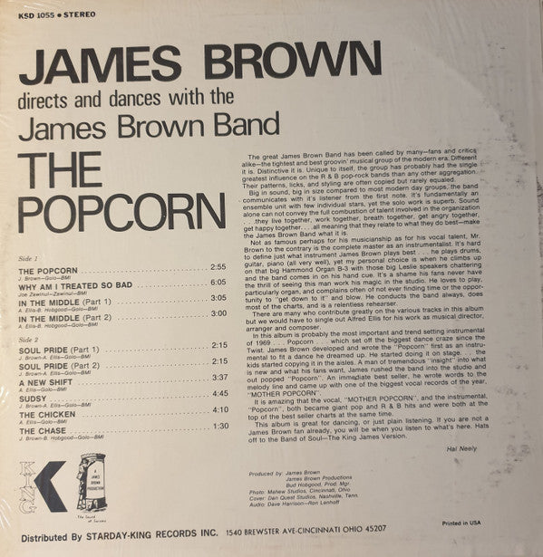 James Brown Directs And Dances With The The James Brown Band : The Popcorn (LP, Album, Ora)