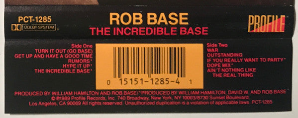 Rob Base : The Incredible Base (Cass, Album, AL,)