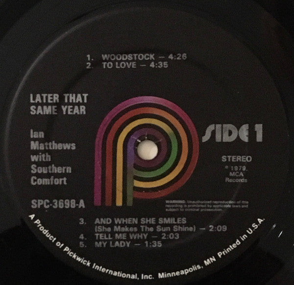 Matthews Southern Comfort* : Later That Same Year (LP, Album, RE)