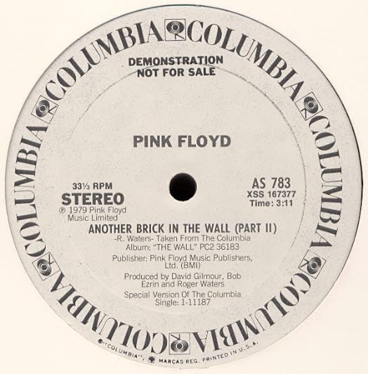 Pink Floyd : Another Brick In The Wall (Part II) / Run Like Hell (12", Promo)