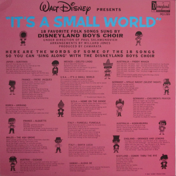 Disneyland Boys Choir : It's A Small World (LP, Album, Mono)