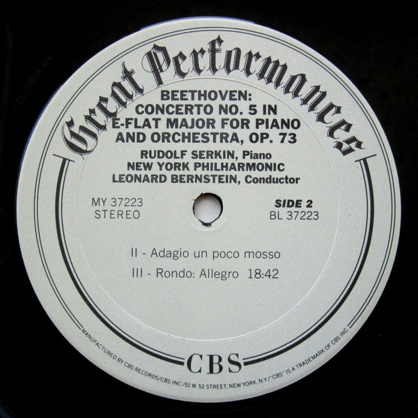 Beethoven* / Rudolf Serkin, Bernstein*, New York Philharmonic : "Emperor" Piano Concerto No. 5 (LP, Album, RE)