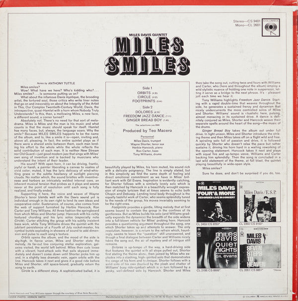 The Miles Davis Quintet : Miles Smiles (LP, Album, RE, Pit)