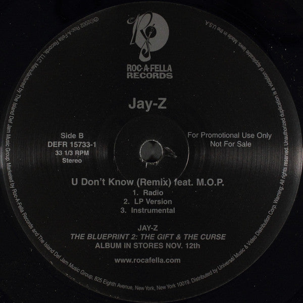 Jay-Z : Hovi Baby / U Don't Know (Remix) (12", Promo)