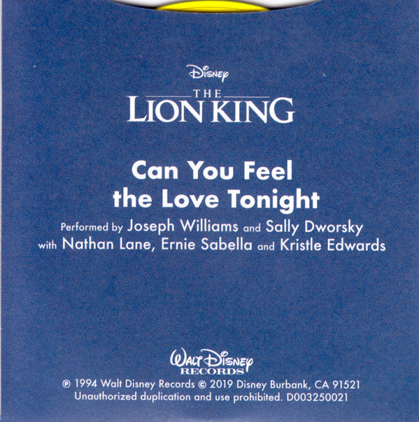 Joseph Williams And Sally Dworsky With Nathan Lane And Ernie Sabella And Kristle Edwards : Can You Feel The Love Tonight (3", S/Sided, RSD, Yel)