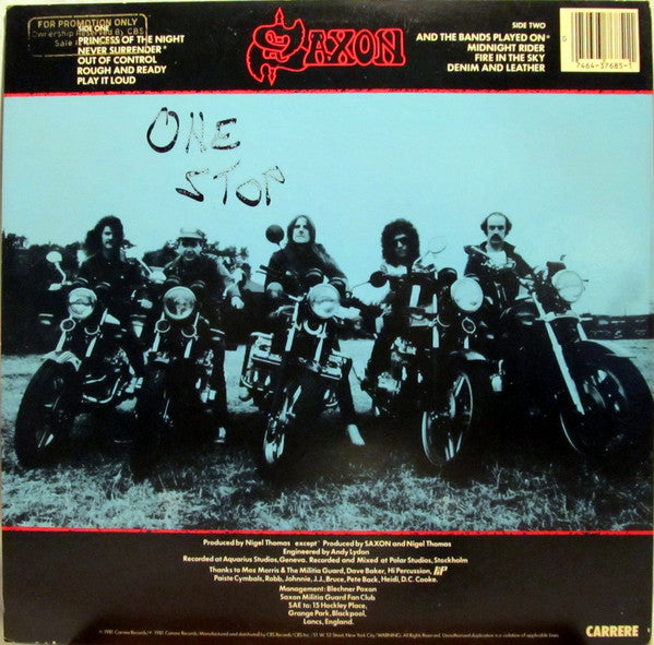 Saxon : Denim And Leather (LP, Album, Pit)