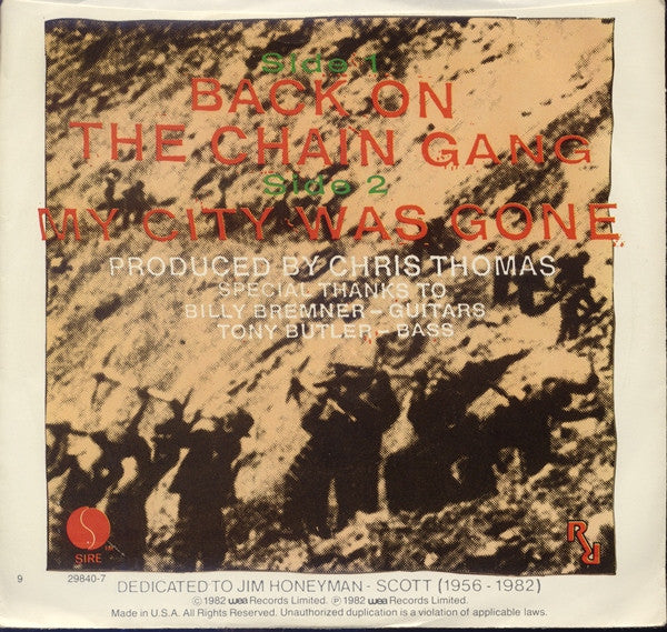 Pretenders* : Back On The Chain Gang (7", Single, All)