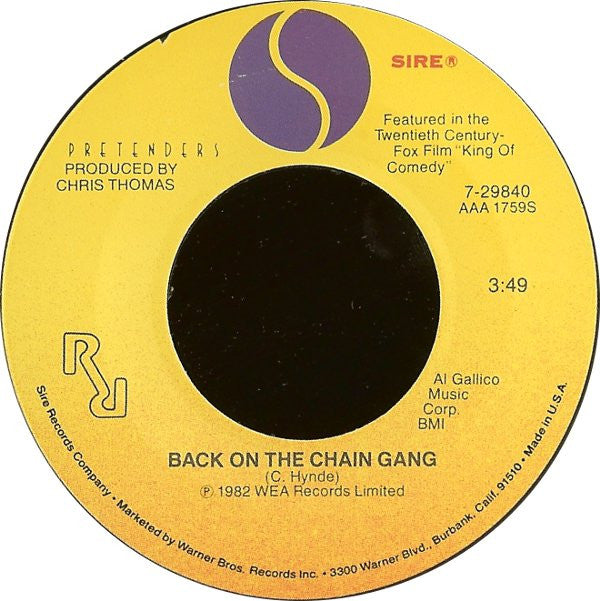 Pretenders* : Back On The Chain Gang (7", Single, All)