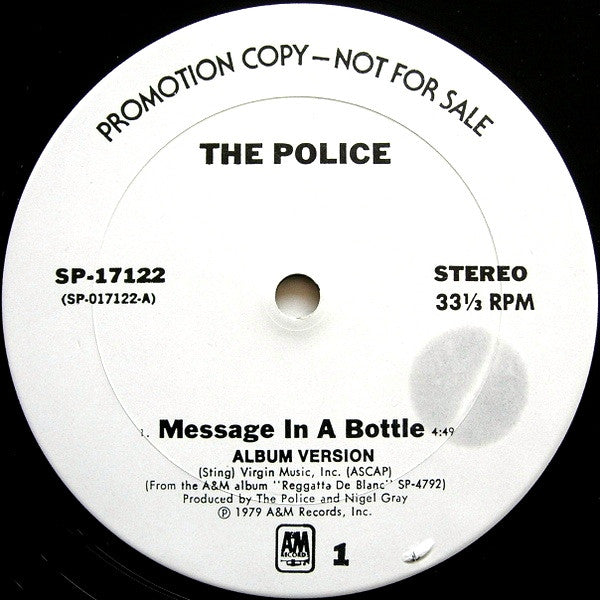 The Police : Message In A Bottle (12", Promo)
