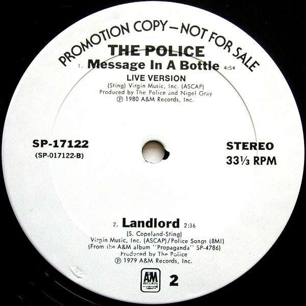 The Police : Message In A Bottle (12", Promo)
